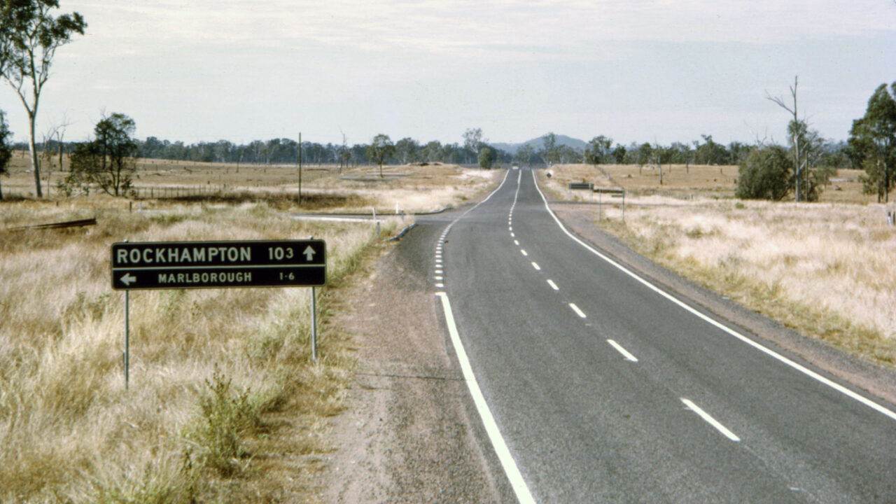 turn off to the town of marlborough, bruce highway, 1970s